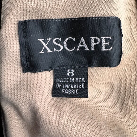 Vtg Xscape Lace Overlay Dress Women 8 Sheer Illusion Sleeveless Black Halter Y2k - Picture 3 of 8